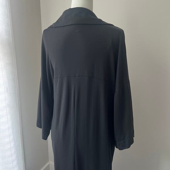 Zara Black Long Robe Coat Lightweight Full Length - Picture 6 of 9